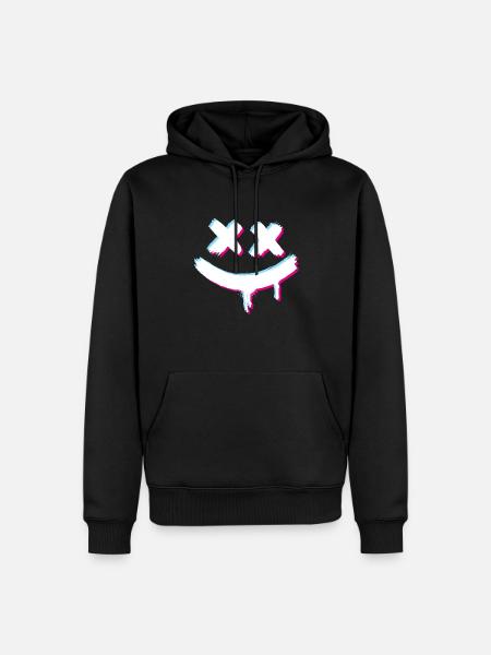 Smiley Smile Glitch Evil - Men’s Premium Organic Hoodie - black