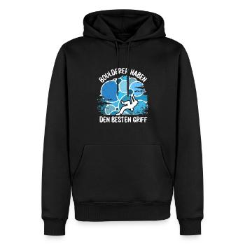 Vintage Bouldern Boulderer Klettern Kletterer - Männer Premium Bio Hoodie - Schwarz - Vorne - Nico (187cm)