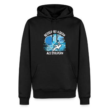Vintage Bouldern Boulderer Klettern Kletterer - Männer Premium Bio Hoodie - Schwarz - Vorne - Nico (187cm)