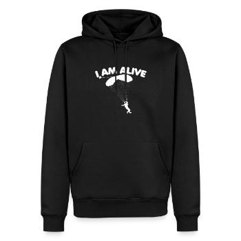 Parachutisme parachutiste - Sweat à capuche Premium bio Homme - noir - Devant - Nico (187cm)