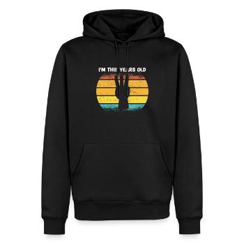 Je suis cette année Vintage 3e anniversaire enfants - Sweat à capuche Premium bio Homme - noir - Devant - Nico (187cm)