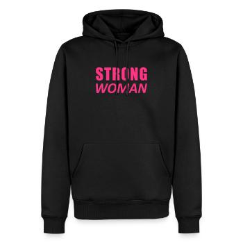STRONG WOMAN PINK - Männer Premium Bio Hoodie - Schwarz - Vorne - Nico (187cm)