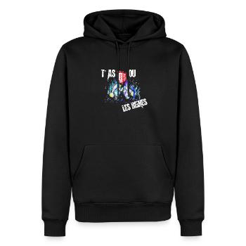 Vaches d'hérens eringer, t'as ou les reines - Sweat à capuche Premium bio Homme - noir - Devant - Nico (187cm)