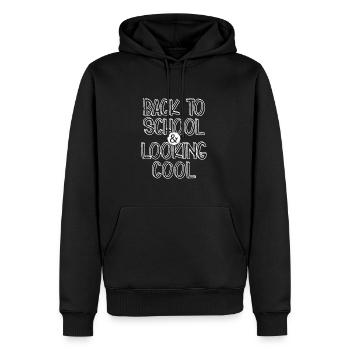 RETOUR À L’ÉCOLE COOL APPRENTISSAGE JOURNÉE D’ÉCOLE EN DISANT MOTIF - Sweat à capuche Premium bio Homme - noir - Devant - Nico (187cm)