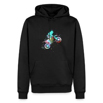 motorrad, motorcycle, biker, graffiti, malerei - Männer Premium Bio Hoodie - Schwarz - Vorne - Nico (187cm)