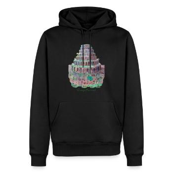 Turm von Babel - Männer Premium Bio Hoodie - Schwarz - Vorne - Nico (187cm)