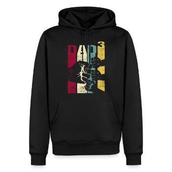 Papa Father of 3 Children Children Triplet Sons - Men’s Premium Organic Hoodie - black - Front - Nico (187cm)