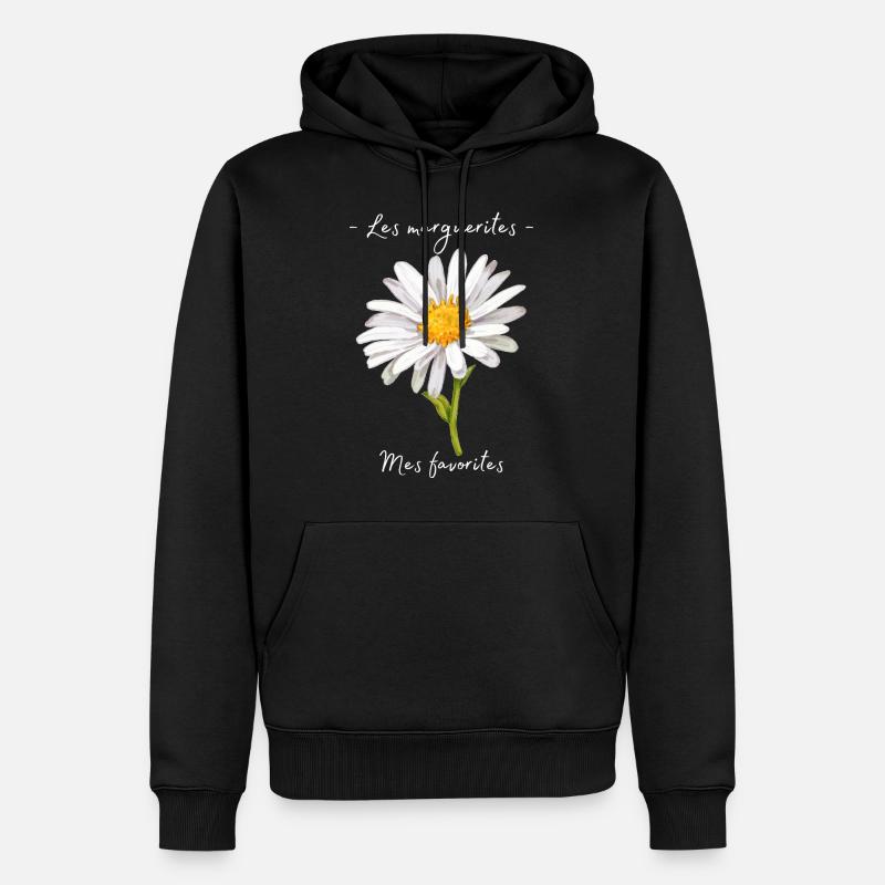 Fleurs Préférées - Cadeau Marguerite - Sweat à capuche Premium bio Homme - noir
