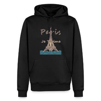 Paris Je Taime Tour Eiffel Paris France - Sweat à capuche Premium bio Homme - noir - Devant - Nico (187cm)