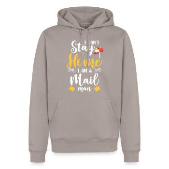 Postal parcel service courier - Men’s Premium Organic Hoodie - taupe - Front - Nico (187cm)