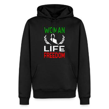 Woman Life Freedom Iran Frauen Rechte Freiheit - Männer Premium Bio Hoodie - Schwarz - Vorne - Nico (187cm)