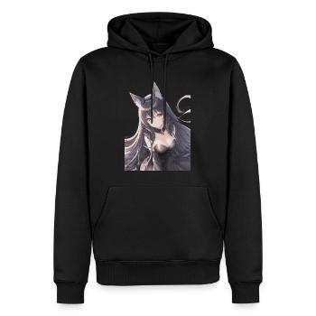 Anime Manga girl black cat / fox - Men’s Premium Organic Hoodie - black - Front - Nico (187cm)
