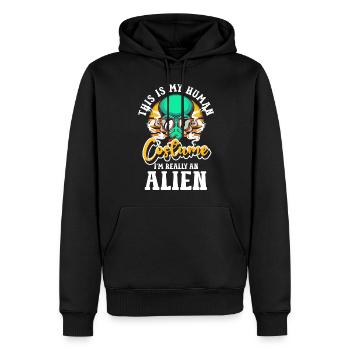 Alien Lustig Planet - Männer Premium Bio Hoodie - Schwarz - Vorne - Nico (187cm)