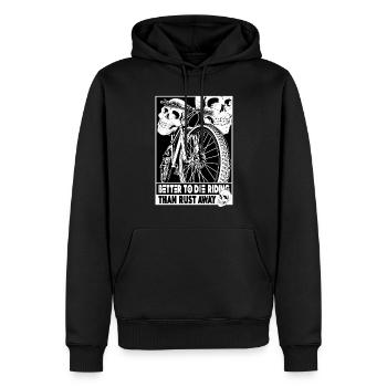 Préférer vivre en mouvement : la devise des cyclistes - Sweat à capuche Premium bio Homme - noir - Devant - Nico (187cm)