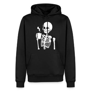 Sarcastic Funny Skeleton Drinking Espresso Coffee - Men’s Premium Organic Hoodie - black - Front - Nico (187cm)