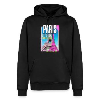 Paris, France, City, Skyline, Eiffel Tower, Art - Men’s Premium Organic Hoodie - black - Front - Nico (187cm)