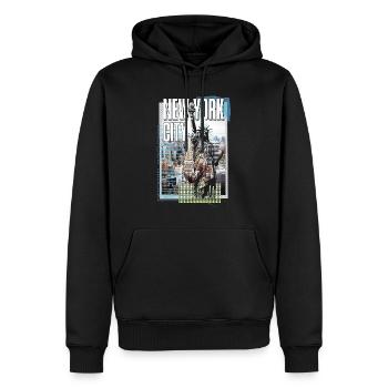 New York City États-Unis Amérique City Skyline Collage - Sweat à capuche Premium bio Homme - noir - Devant - Nico (187cm)