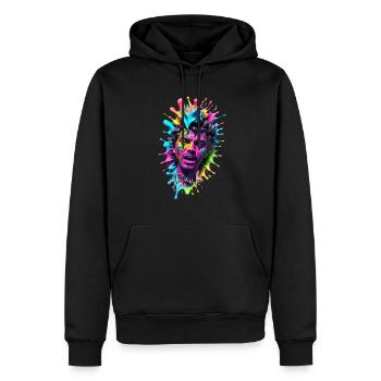 Splash Art 3D design in vivid pastel colors - Men’s Premium Organic Hoodie - black - Front - Nico (187cm)