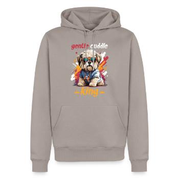 shih tzu dog cool cute cuddle king - Men’s Premium Organic Hoodie - taupe - Front - Nico (187cm)
