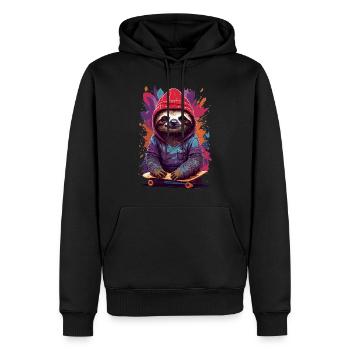 Patineur coquin cool avec skateboard - Sweat à capuche Premium bio Homme - noir - Devant - Nico (187cm)