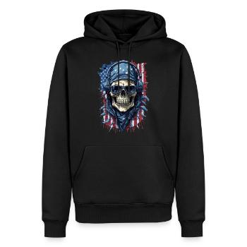 Vintage America Skull Flag Sunglasses Shirt - Men’s Premium Organic Hoodie - black - Front - Nico (187cm)