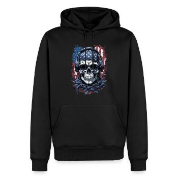 American Skull Flag Sunglasses Style - Men’s Premium Organic Hoodie - black - Front - Nico (187cm)