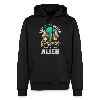 Astronaute terrien OVNI - Sweat à capuche Premium bio Homme - noir - Devant - Nico (187cm)