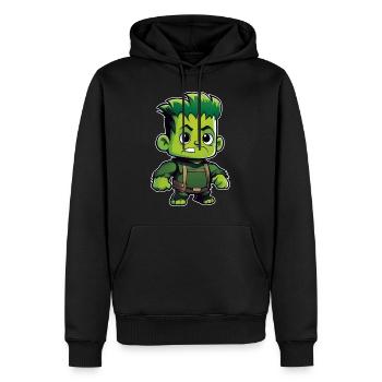 Monstre vert mignon - Sweat à capuche Premium bio Homme - noir - Devant - Nico (187cm)