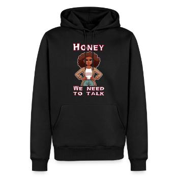 Honey we need to talk - Männer Premium Bio Hoodie - Schwarz - Vorne - Nico (187cm)