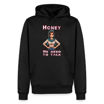 Honey we need to talk - Männer Premium Bio Hoodie - Schwarz - Vorne - Nico (187cm)