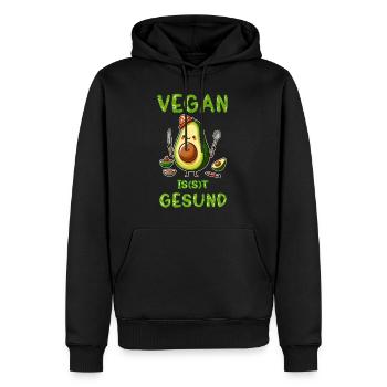 Soirée avocat végétalienne. Le véganisme n’est pas sain ! - Sweat à capuche Premium bio Homme - noir - Devant - Nico (187cm)