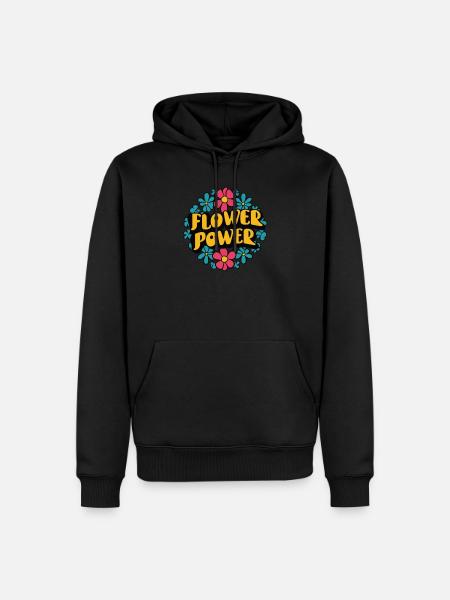 Flower Power 1960 & 1970 Retro 60s 70s Groovy - Men’s Premium Organic Hoodie - black