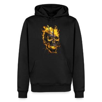 Skull Flames Skull Fire Skeleton Biker - Men’s Premium Organic Hoodie - black - Front - Nico (187cm)
