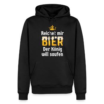Reicht mir Bier König saufen Papa Opa Geschenk - Männer Premium Bio Hoodie - Schwarz - Vorne - Nico (187cm)