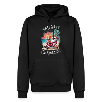 Noël en juillet - Sweat à capuche Premium bio Homme - noir - Devant - Nico (187cm)