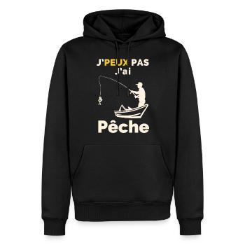J'Peux pas j'ai pêche - Sweat à capuche Premium bio Homme - noir - Devant - Nico (187cm)