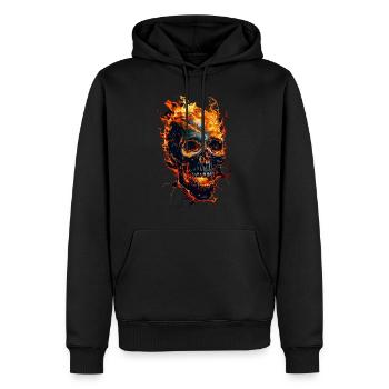 Skull Flames Skull Fire Skeleton Biker - Men’s Premium Organic Hoodie - black - Front - Nico (187cm)