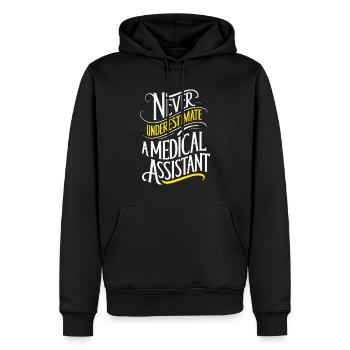 MFA - Die stille Kraft im Gesundheitswesen - Männer Premium Bio Hoodie - Schwarz - Vorne - Nico (187cm)