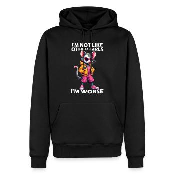 Ich bin nicht wie andere Mädchen Ich bin schlimmer - Männer Premium Bio Hoodie - Schwarz - Vorne - Nico (187cm)