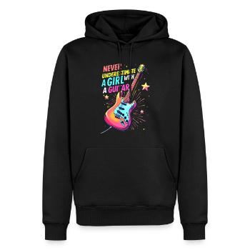 Mädchen mit Gitarre - Männer Premium Bio Hoodie - Schwarz - Vorne - Nico (187cm)