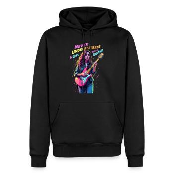Mädchen mit Gitarre - Männer Premium Bio Hoodie - Schwarz - Vorne - Nico (187cm)