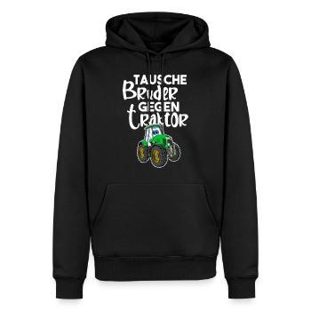 Tausche Bruder Gegen Traktor - Männer Premium Bio Hoodie - Schwarz - Vorne - Nico (187cm)