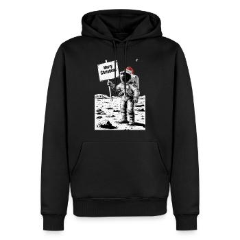 Frohe Weihnachten Astronaut - Feiertag auf dem Mon - Männer Premium Bio Hoodie - Schwarz - Vorne - Nico (187cm)