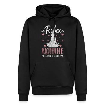 Yoga Frieden Namaste Karma - Männer Premium Bio Hoodie - Schwarz - Vorne - Nico (187cm)