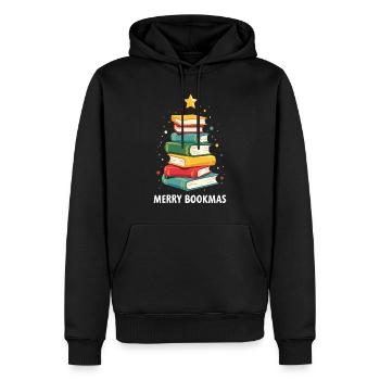 Merry Bookmas - Joie festive pour les amateurs de livres - Sweat à capuche Premium bio Homme - noir - Devant - Nico (187cm)