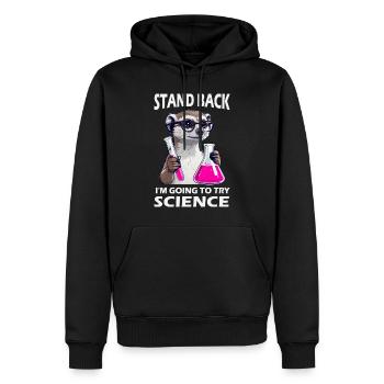 Zurücktreten - Erdmännchen probiert Wissenschaft - Männer Premium Bio Hoodie - Schwarz - Vorne - Nico (187cm)