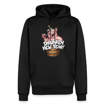 Fête du Nouvel An Célébrer l’alcool cochon - Sweat à capuche Premium bio Homme - noir - Devant - Nico (187cm)