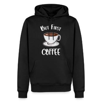 Aber der erste Kaffee - Männer Premium Bio Hoodie - Schwarz - Vorne - Nico (187cm)