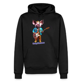 Des personnages de porc. Des personnages de cochons amusants. Carlos Santana - Sweat à capuche Premium bio Homme - noir - Devant - Nico (187cm)