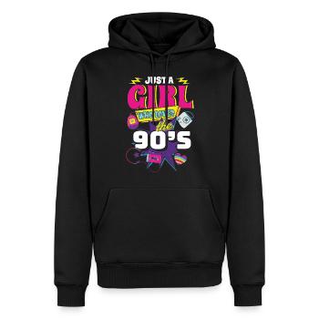90er Jahre 90s Retro Geschenk - Männer Premium Bio Hoodie - Schwarz - Vorne - Nico (187cm)
